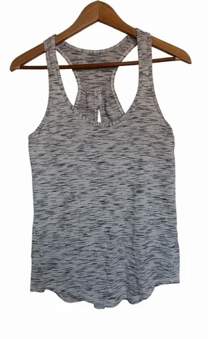 Lululemon Gray Space‎ Dye Racerback Tank Top Open Back Split Detail Womens Small thumbnail 1