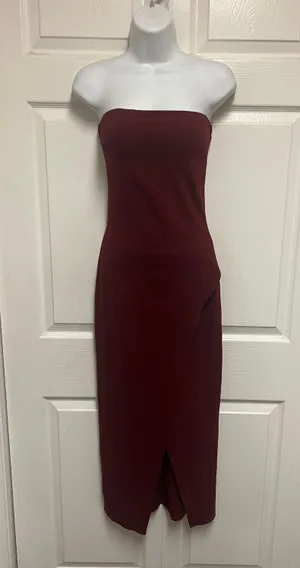 UNBRANDED Plum Strapless Bandaeu Tube Dress thumbnail 3