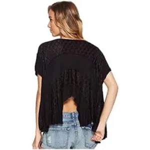 Free People anything & everything black‎ asymmetrical top women's size medium thumbnail 2