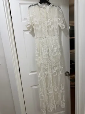 Showpo White lace romper with long skirt thumbnail 5