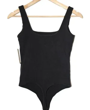 Womens Abercrombie & Fitch Black Sleeveless Square Neck Bodysuit Top Size Medium thumbnail 2