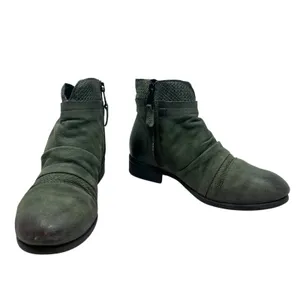 Miz Mooz Sunny Green Leather‎ Ankle Booties Boots Ruched Zip EU 36 US 6 Womens thumbnail 5
