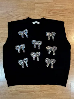 Emma Grace Black Bow Sweater Vest thumbnail 4
