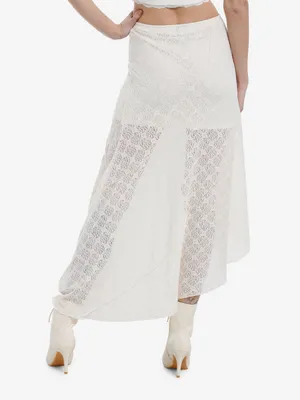 Asymmetrical Cream Lace Midi Skirt thumbnail 2