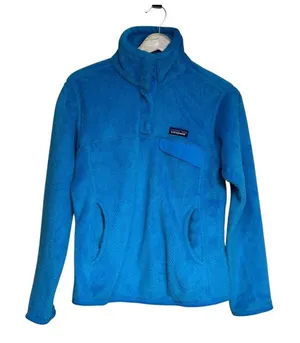 Patagonia Womens re-tool snap-t Fleece Pullover Jacket Small‎ Blue Mock Neck thumbnail 1