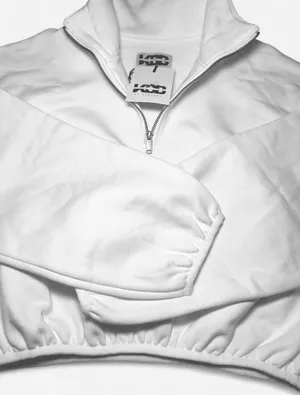 KBB by Kahlana White Quarter Zip Cropped Pullover NWT Size 1XL thumbnail 6