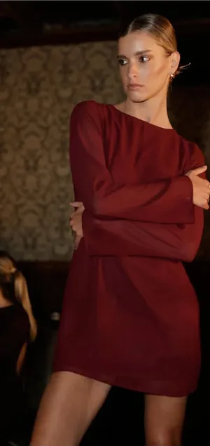 Burgundy Mini Dress Red Size 2 thumbnail 1