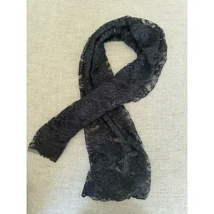 Macy's Black Floral Lace Overlay Panel shawl or scarf thumbnail 4