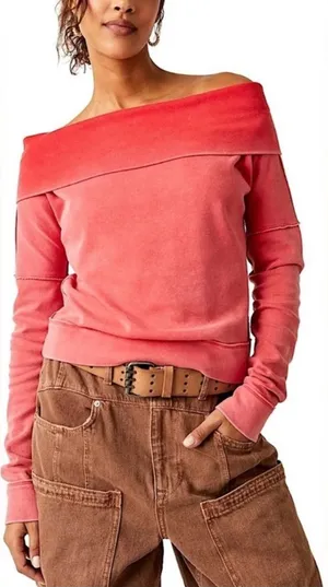 Free People Red Racer Not the Same Tee L thumbnail 1