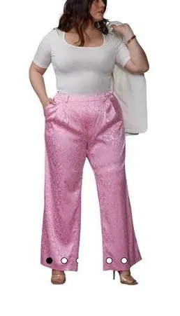 NY & C 2X Pink Leopard Print High Waist Wide Leg‎ Dressy Pants thumbnail 1