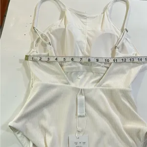 NWT Andie Swim Asbury One Piece Ribbed High Neck Swimsuit Coco White Large thumbnail 11
