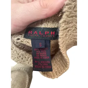 Ralph Lauren Vintage Beige Crochet Knit Mock Neck Sweater‎ Small Cottagecore Y2k thumbnail 3