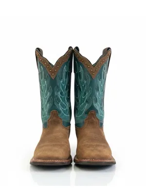 Laredo Women's Faye Broad Square Toe Leather Boots Womens Size 7.5 thumbnail 3