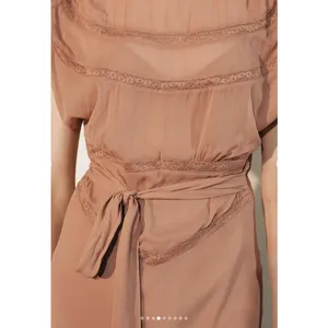 ZARA 2025‎ Collection | NEW Tan Lace Slip Midi Dress Medium Dainty Coquette Fem thumbnail 4