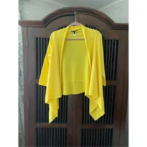 “cable & gauge” open front yellow cardigan thumbnail 2