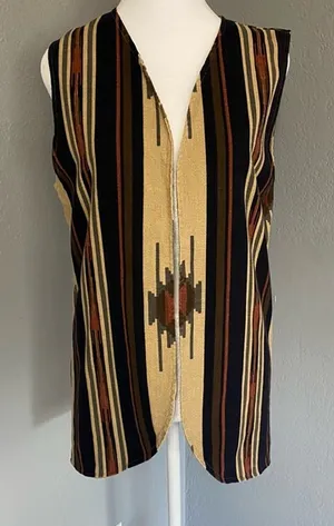 Vintage boho Vest Southwest Aztec Western Fall Vest Reversible Hippie S/M thumbnail 1