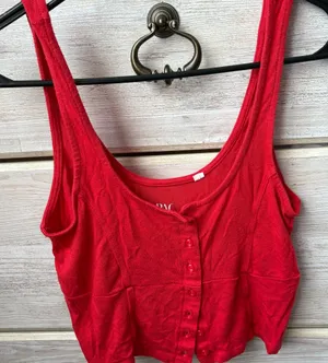 PacSun Vibrant Red Button-Front Tank Top thumbnail 1