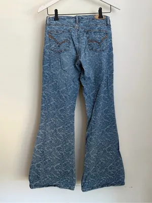 Bongo Let Me B Vintage Y2K Floral Scroll Print Flare Jeans Womens 9 Low Rise thumbnail 4