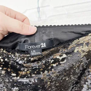 [Vintage] Forever 21 Black Gold Sequined Low Rise Mini Skirt Y2K 90s Sz Large L thumbnail 8