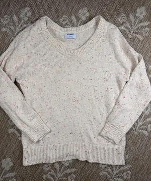 Old Navy Cream Speckled Scoop-Neck Sweater thumbnail 1