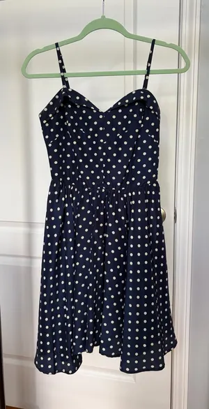 Pixley Navy Blue Polka Dot Sundress thumbnail 1