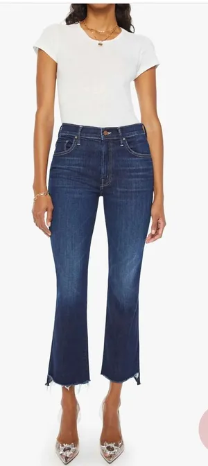 MOTHER The Insider Crop Step Fray Jeans - Dark Wash 29 thumbnail 1