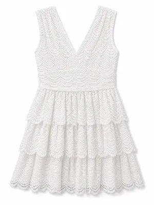 Lilly Pulitzer Faye Mini Dress Women L White NWT Scalloped Lace Ruffle V-Neck thumbnail 6