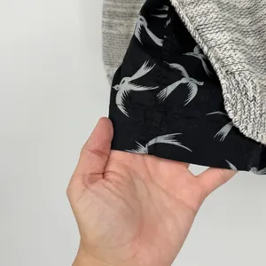 Field Flower Anthropologie‎ Bird Print Mixed Media Cardigan Sweater Gray Small thumbnail 5