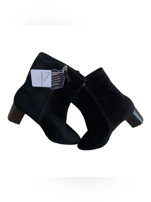 NWT Aerosoles Heeled Ankle Boots -Baylor Black Suede Leather SZ-10W thumbnail 2