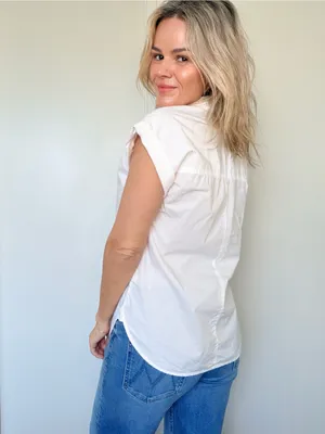 J. Crew White Short-Sleeve Popover Shirt thumbnail 6
