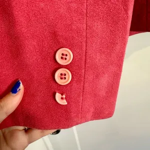 Vintage Pink Suede Blazer Jacket‎ Cropped Tailored 90s Womens Size Medium thumbnail 4