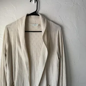 Kimchi Blue Sweater Coquette Medium Cream Open Front‎ Cardigan Pockets Boho thumbnail 2