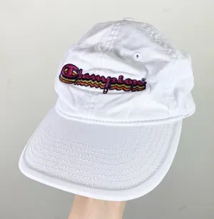 Champion White Spellout Baseball Cap Hat thumbnail 1