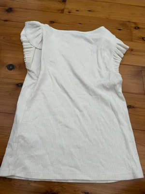 J. Crew Off-White Ribbed Tank with Ruffle Sleeves thumbnail 4