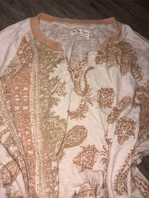 We The Free Cream & Tan Paisley Long Sleeve Top thumbnail 4