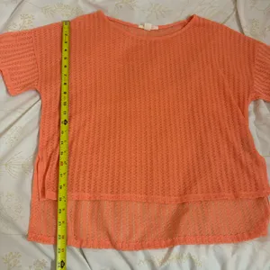 Orange Beachy Sheer High Low Top Size Large thumbnail 7