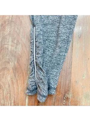 Tangerine Gray Capri Leggings Ruched Zipper Sides Small thumbnail 4