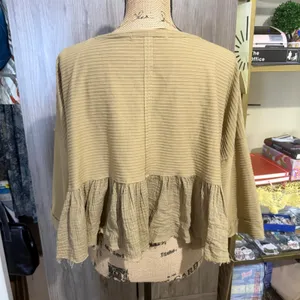We The Free Free People Dallas Crop Henley Top S Olive Green Peplum Boho Grunge thumbnail 5