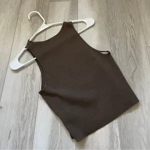 Reformation Distressed Tank Top organic cotton womens Brown (small) casual crop thumbnail 4