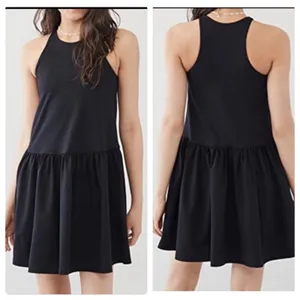 NWT Susana Monaco Drop Waist Ruffle Mini Dress XS Black 0321SUPD00791 Sleeveless thumbnail 2