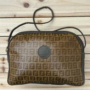 Authentic Vintage Tan Brown Monogram Fendi Shoulder Bag Purse thumbnail 4
