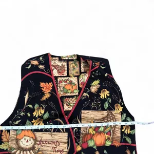 Vintage 90s Reversible Handmade Pumpkin Halloween Fall Vest Too Shirt Jacket Sleeveless Measurement in pics thumbnail 6