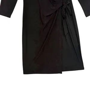 Anne Klein Black Faux Wrap Waist Long Sleeve Midi Dress Feminine Versatile 10‎ thumbnail 5