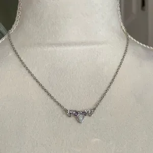 Disney Silver Toned Necklace With Heart Pearl Pendant thumbnail 1