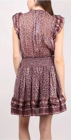 Ulla‎ Johnson Nyssa Silk Mini Dress Cocoa Burgundy Floral Size 4 thumbnail 1