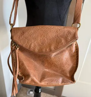 The Sak Silverlake Leather Crossbody Bag Tobacco Floral Embossed‎ Purse Western thumbnail 1