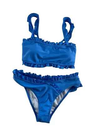 Pink Lily Royal Blue Ruffle Bikini Set thumbnail 1