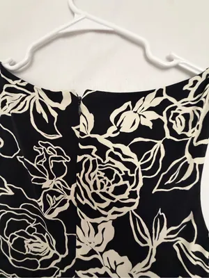 Mary L Couture Women Black Ivory Floral Asymmetric Hem Midi Dress Sz 10(A853) thumbnail 10