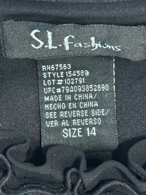 S.L. Fashions Size 14 Black Embellished Tiered Ruffle Cocktail Mini Dress thumbnail 5