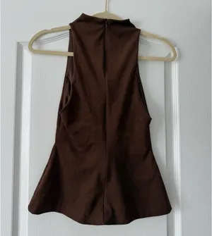Zara Brown Suede Sleeveless High Neck Halter Top thumbnail 5